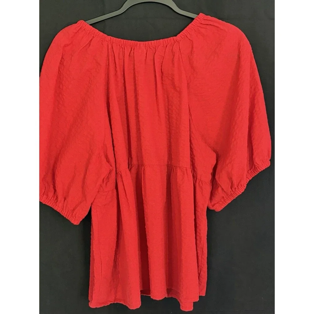Old Navy Women's Red Solid Off Shoulder Puff Short Sleeve Woven Blouse XL